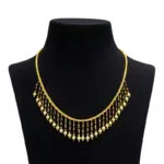 Elegant Gold Plated Necklace with Black Bead & Pearl Dangling Design