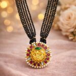 Traditional Black Beads Peacock Pendant Necklace