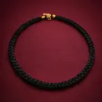 Hand Made Black Braided Thread Chain with Gold Clasp – Pendant Base Necklace