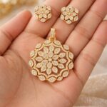 Elegant Floral CZ Pendant Set with Matching Stud Earrings