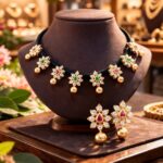 Beautiful Floral Kundan Necklace Set with Pearl Drops