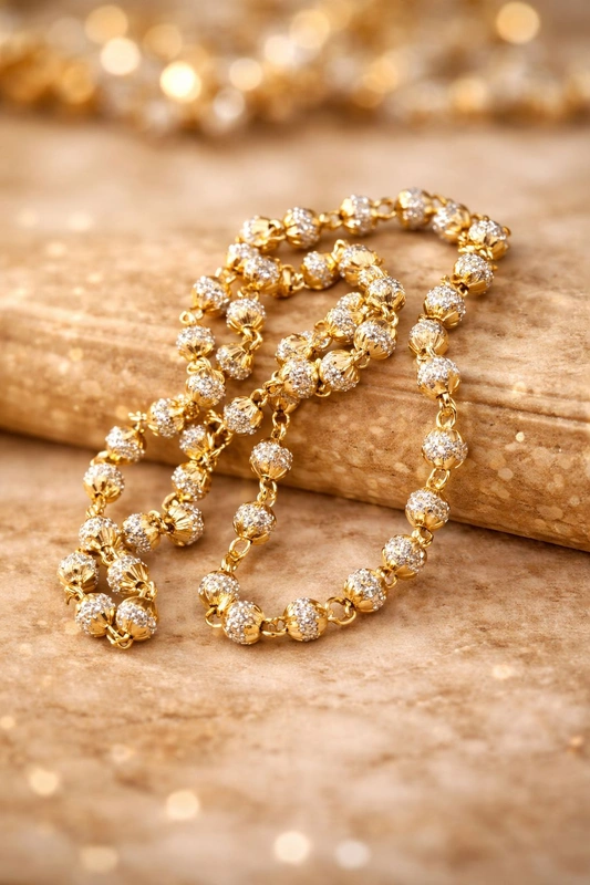 gold_beaded_chain Elegant Gold Sparkle Beaded Chain - Image 1