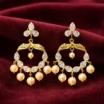 Gold Plated Swarovski Pearl Chandbali Earrings