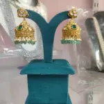 Traditional Gold Plated Green Stone Jhumka Earrings