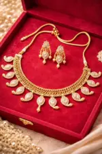 Two Sided Jalebi Design Jadau Kundan Necklace Set - Image 2