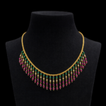 Elegant Multi-Color Beaded Gold Plated Necklace with Cascading Fringe Design