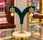 Elegant Panchaloham Floral Ear Studs with Stone Accents
