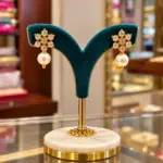 Elegant Panchaloham Floral Ear Studs with Stone Accents