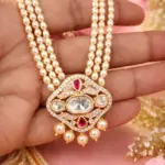 Elegant Multi-Layer Pearl Necklace with Kundan Pendant