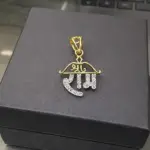Sri Ram Diamond Name Pendant in Gold Finish