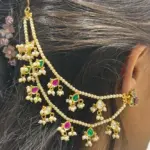 Multi-Layer Pearl Champaswaralu with Ruby & Emerald Drops
