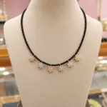 Black Beaded Floral CZ Mangalsutra – Gold Finish