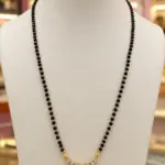 Black Beads Chain with Gold Plated CZ Pendant