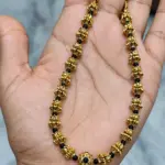 Traditional Black Beads Necklace with Gold Plated Detailing