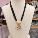 Designer Black Beaded Mangalsutra with Pearl & CZ Pendant