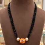 Designer Coral-Style Pendant with Black Beads