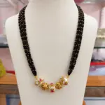 Designer Pearl & Gold Nakshi Balls Black Beads Necklace