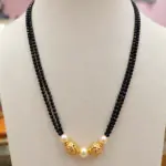 Double Line Black Beads Pearl Gold Bead Chain