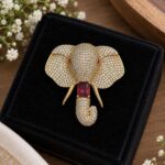 Ruby Elephant Brooch – Golden Stone Premium Crystal Brooch