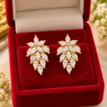 Floral Leaf CZ Drop Earrings