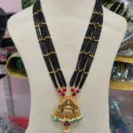 Traditional Lakshmi Devi Pendant with Black Beads Chain