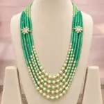Mint Green Multi Layer Beaded Chain with CZ Pendant