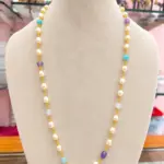 Multicolor Pearl Beaded Long Necklace with Kattiteega