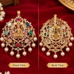 Navratna Lakshmi Devi Pendant with Pearl Drops