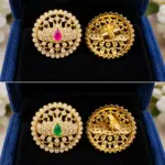 Peacock Design CZ Stud Earrings – Pink & Green Stone Variants