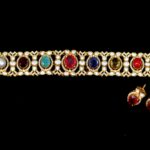 Premium Moissanite Navaratana Choker Necklace with Earrings