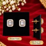 Rectangular Solitaire Stone Stud Earrings - Screw Back