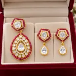 Ruby CZ Pendant & Drop Earrings Set