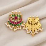 Traditional Ruby Emerald Stone Pearl Hair Accessory