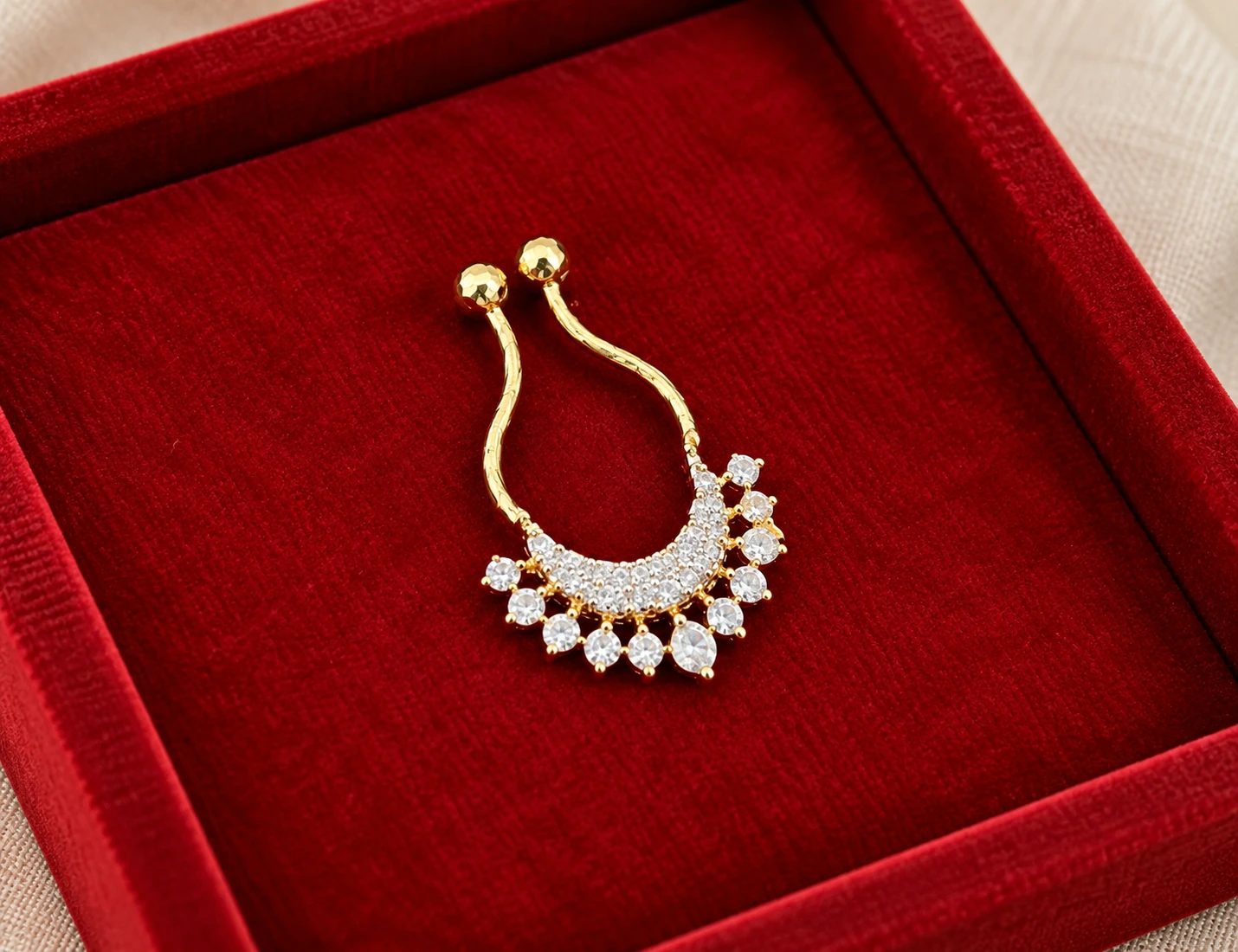 septum_nose_ring Premium CZ Stone Gold-Plated Septum Nose Ring - Image 1
