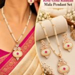 Rose Gold A.D. Kundan-Style Mala Pendant Set