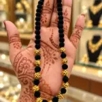 Traditional Nakshi Ball and Black Velvet Bead Mala Necklace | Premium Antique Gold Finish Single Strand Ethnic Mala for Women