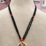 Black Beads Double-String Designer Pendant Chain