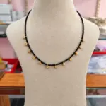 Gold Circle Charms Black Beads Necklace