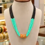 Designer Coral Pendant with Black & Green CZ Beads