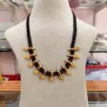 Black Beads Lakshmi Coin Pendant Chain