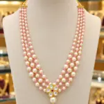 Elegant Pink Beads & Cream Pearl Choker Necklace with Floral Kundan Pendant