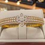 Gold Finished CZ Stone Studded Designer Kada Bracelet
