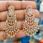 Gold-Tone American Diamond Chandelier Earrings – Party & Wedding Wear