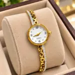 Gold Tone Crystal Studded Bracelet Watch