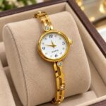 Premium Gold-Tone Openable Bracelet Watch with Round Dial