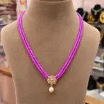 Pink CZ Beads Double-Strand Floral Pendant Necklace