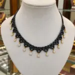Premium Designer Black Diamond Beads Necklace with Teardrop Crystals