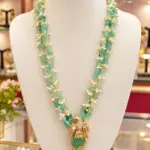 Premium Green Beaded Necklace with Gold-Tone Eagle Pendant