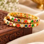 Premium Micro Gold-Plated Multicolor Navratna Stone Bangles