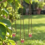 Premium Pink Lotus Pendant Black Beads Chain